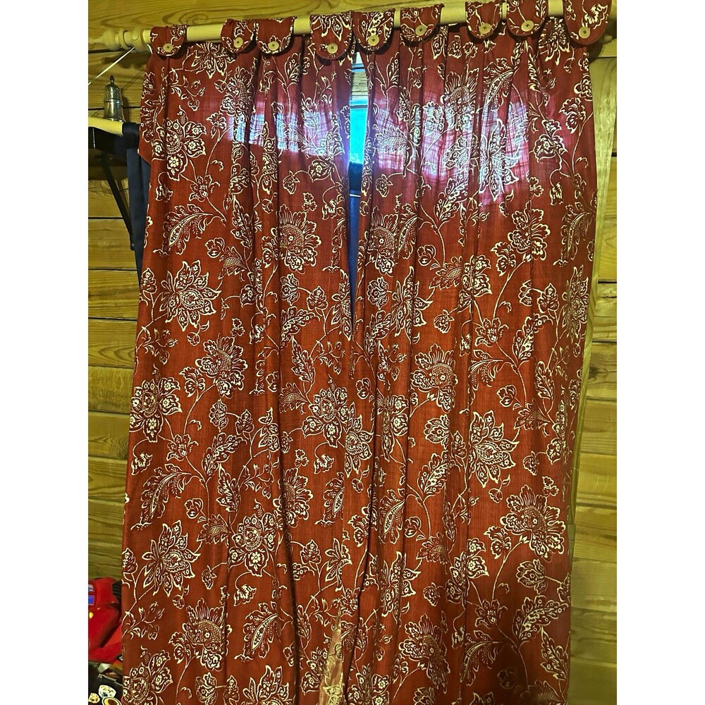 Waverly Home Classics 43x84 Cotton Tab Top Floral Curtain 2 Panels Red/Beige